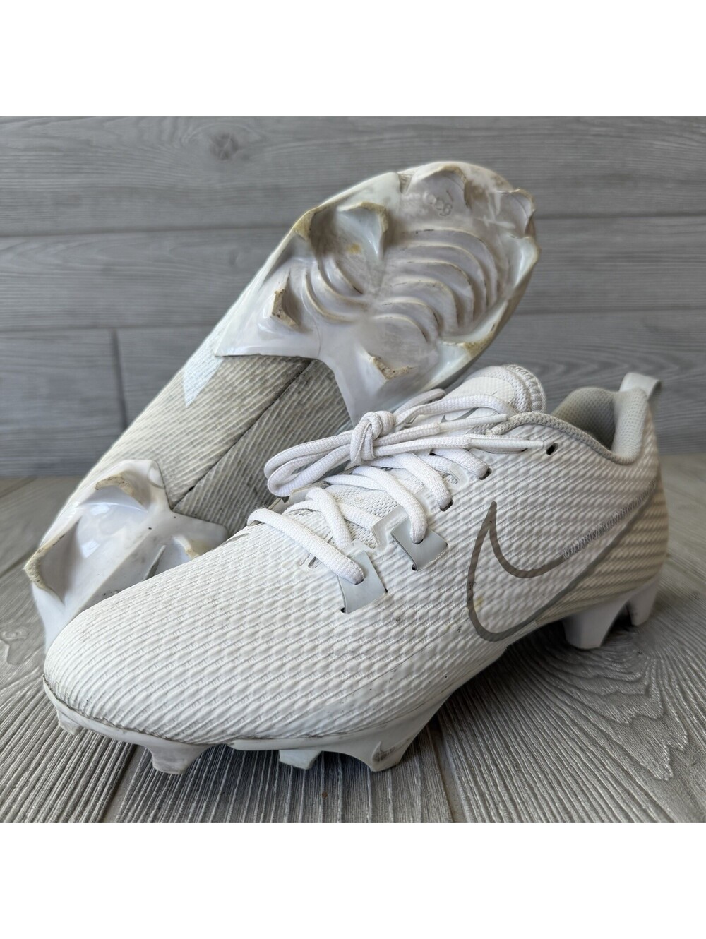 Nike Vapor Edge Speed 360 2 White Silver Football Cleats DA5455-100 Mens Sz 8.5